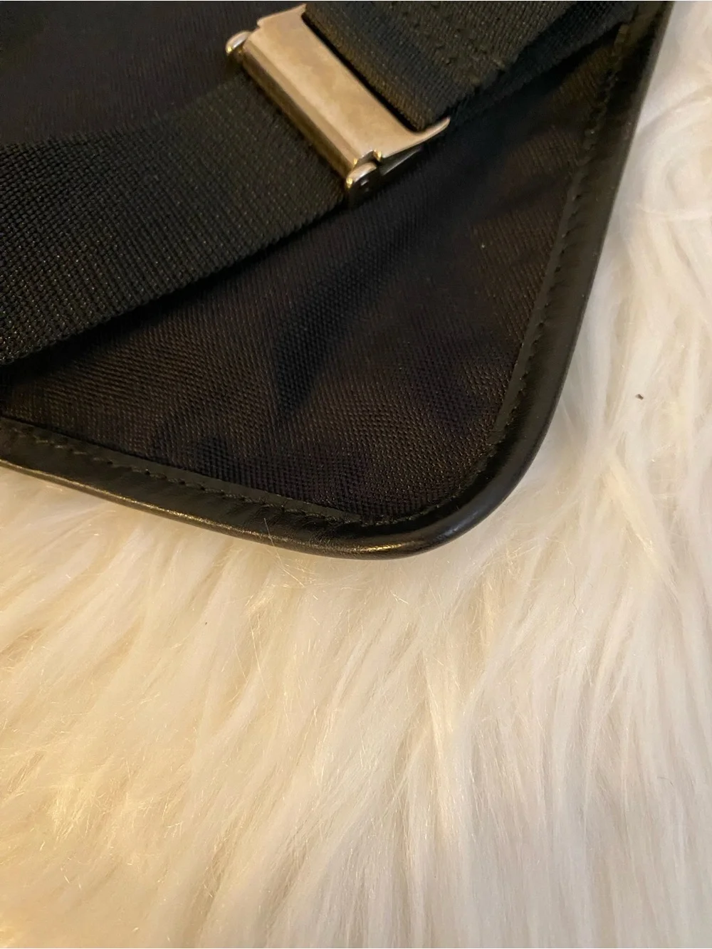 Gucci Black Nylon Messenger Bag with Leather Trim UNISEX